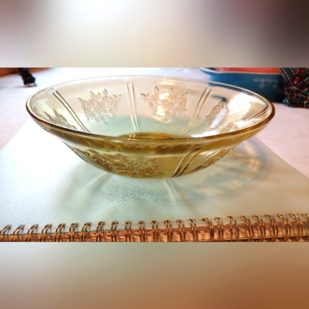 Depression Glass, Antique Amber Depression Era Glass Bowl